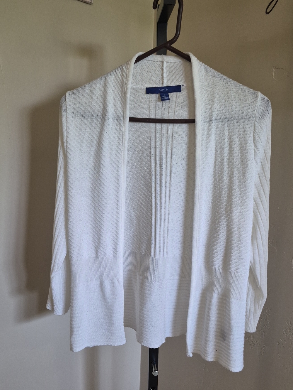 Apt. 9 White Open-Front Textured Knit Cardigan Size Small